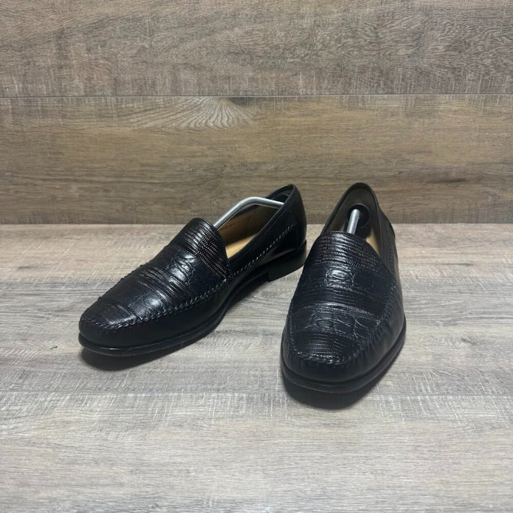 Florsheim Black Embossed Leather Loafers Men's Size 13
